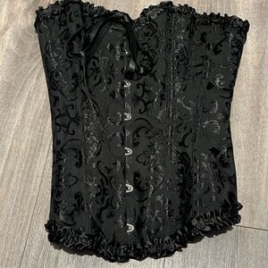 Amazon Black Patterned Corset Blouse